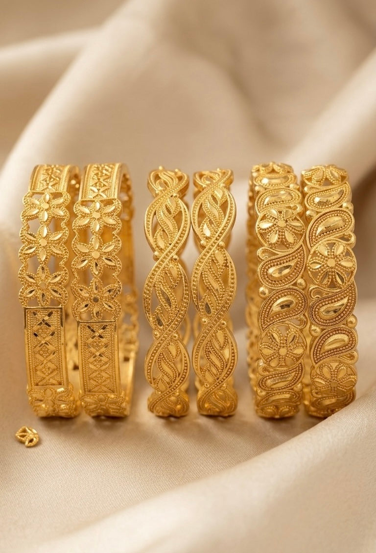 gold platted  bangles for women combo pack of 3