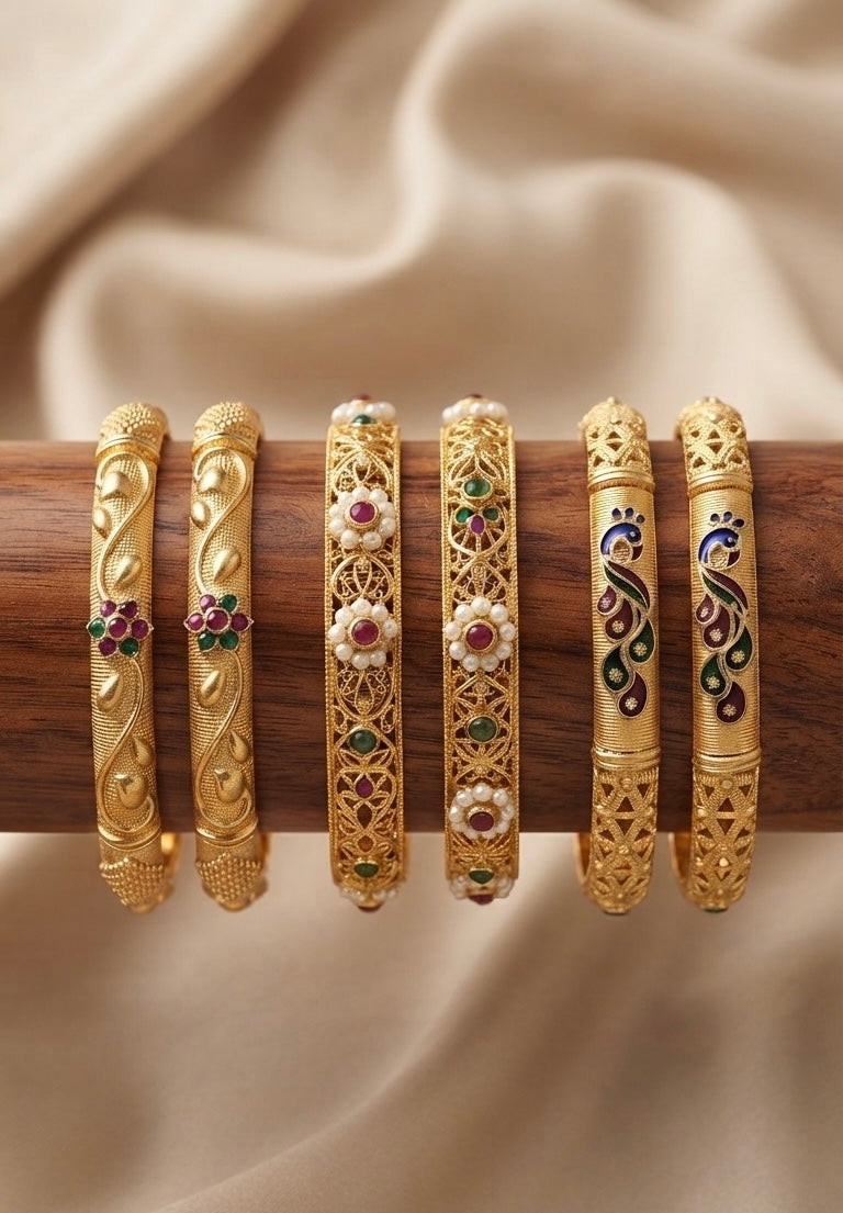 gold platted bangles for women combo pack of 3