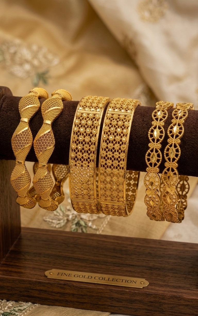 gold platted bangles for women combo pack of 3