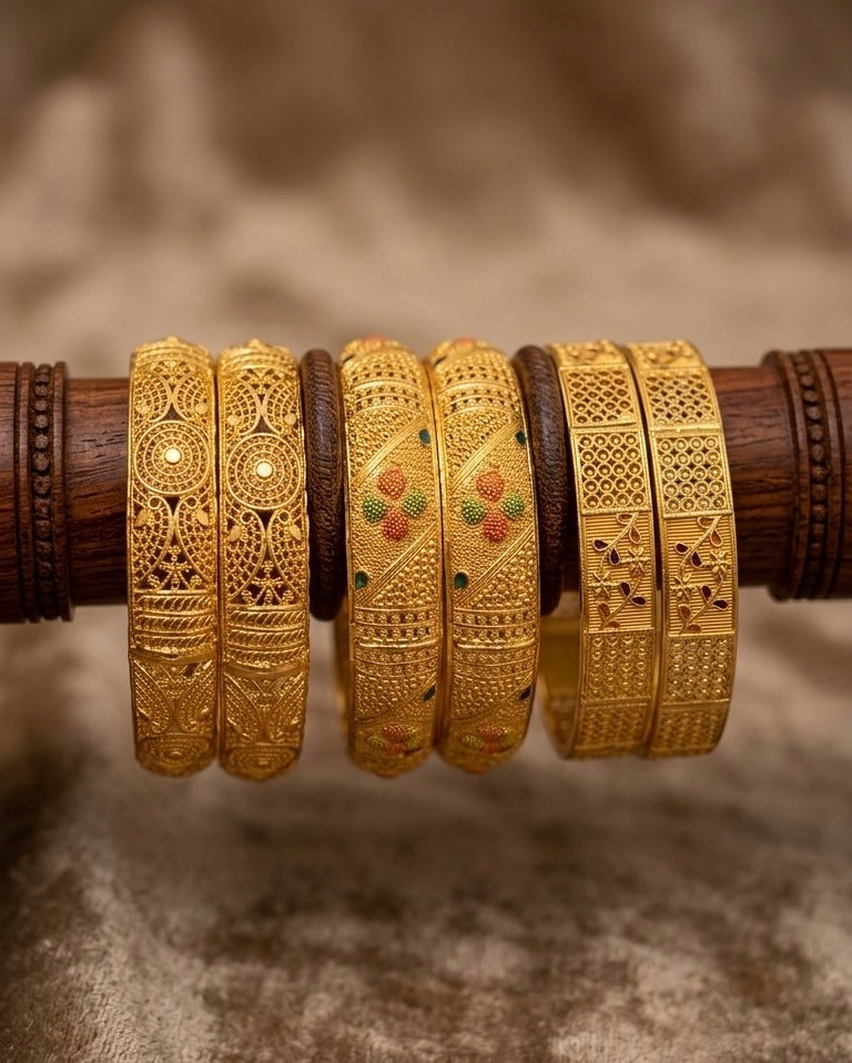 gold platted  bangles for women combo pack of 3