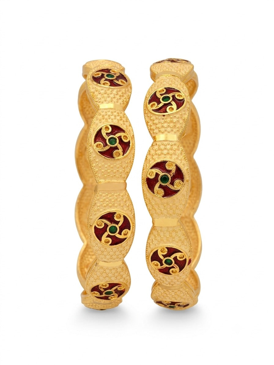 Traditional  Gold Plated Textured Designer Bangles | Ethnic Bangles -1651