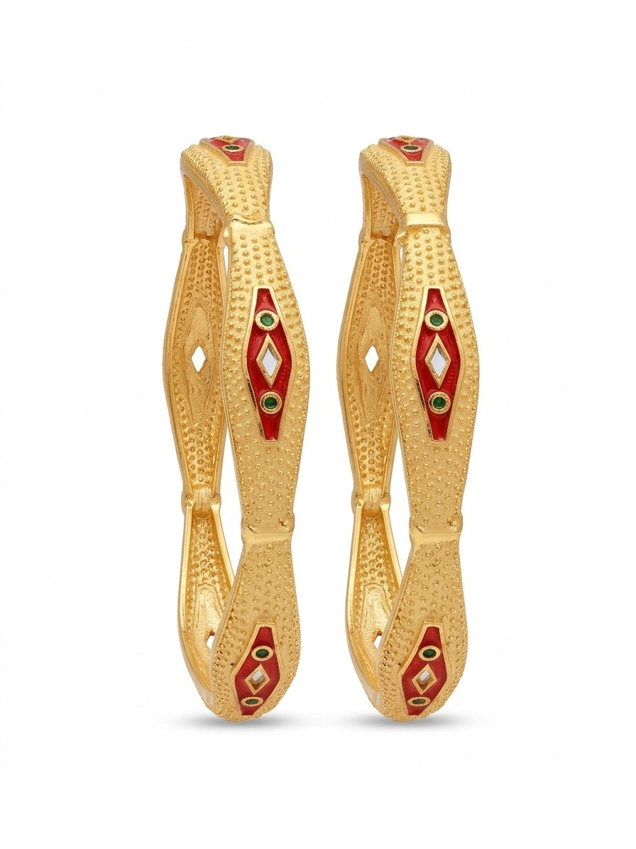 Traditional Gold Plated Textured Designer Bangles | Ethnic Bangles -1681