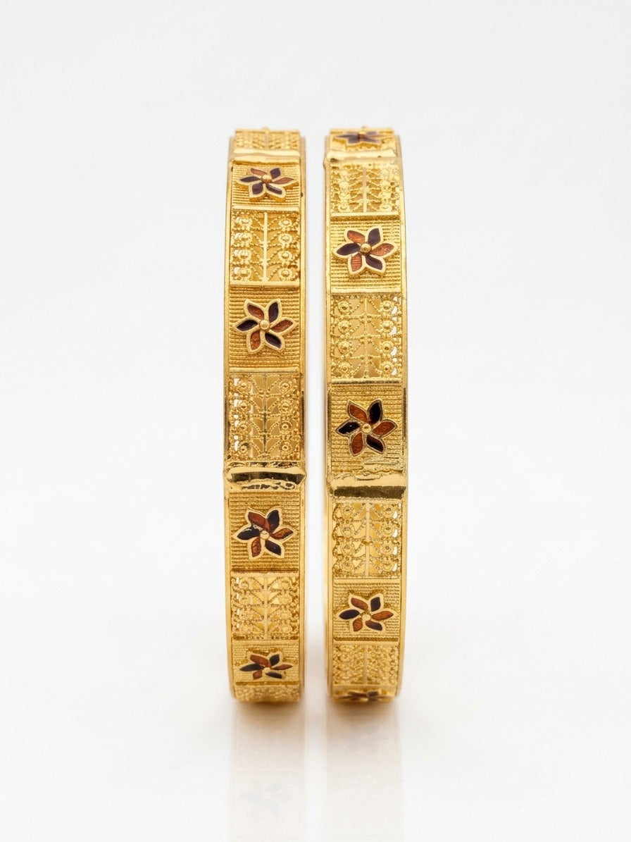 Traditional  Gold Plated Textured Designer Bangles | Ethnic Bangles -1601
