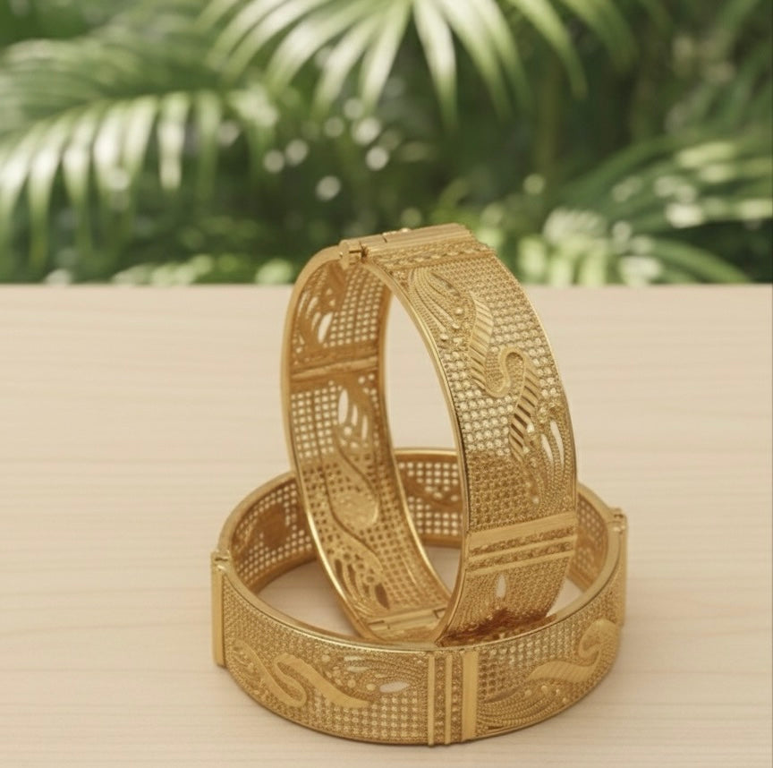 gold platted scroo bangles for women combo pack of 3