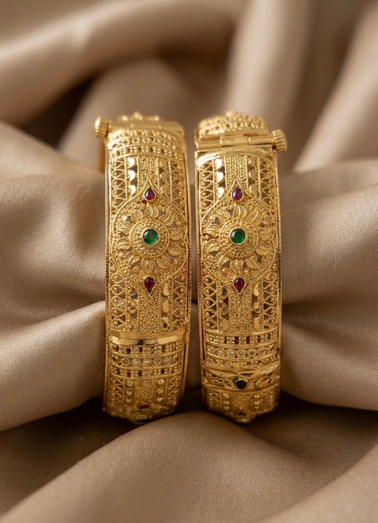 gold platted scroo bangles for women combo pack of 3