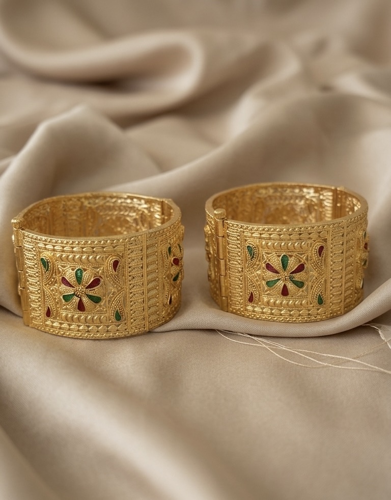 Butterfly Style Red Stone Bangles - Image 3
