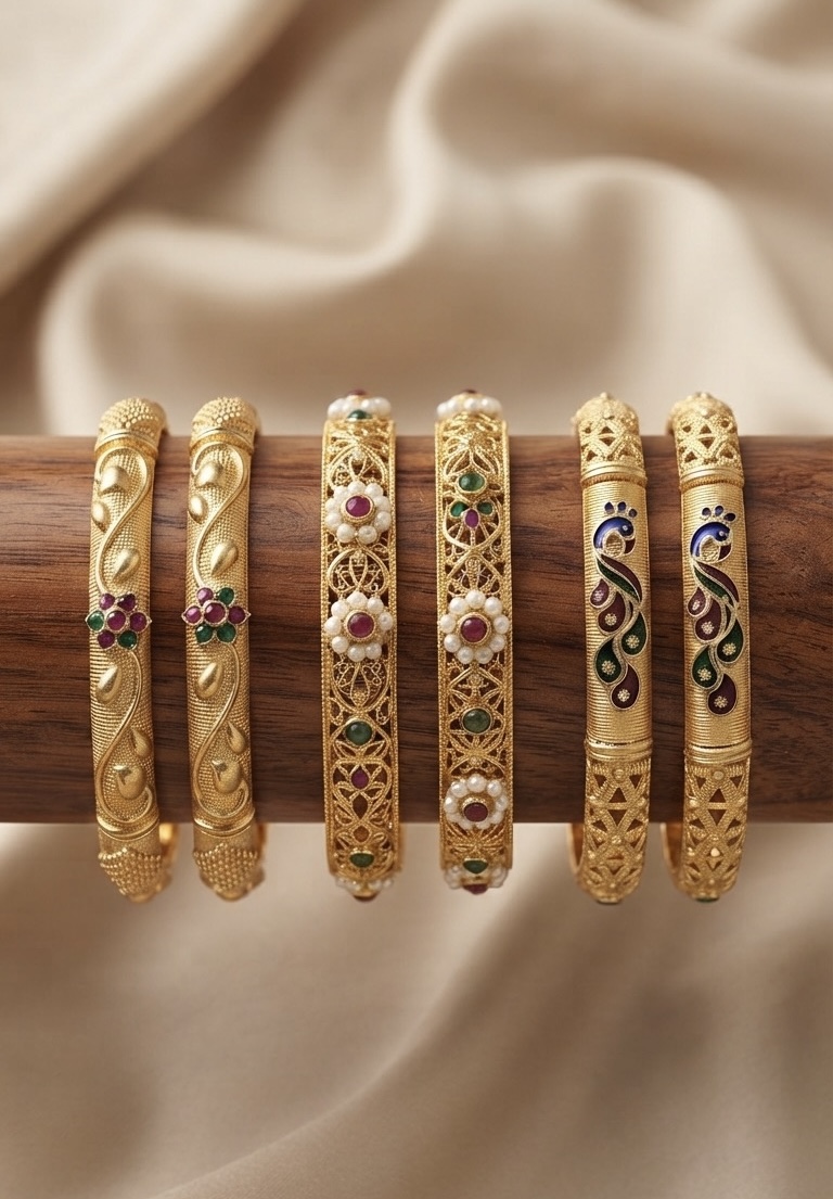 gold platted bangles for women combo pack of 3