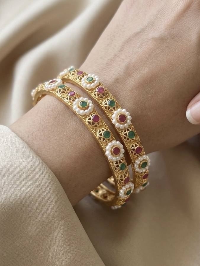 gold platted bangles for women combo pack of 3 - Image 3