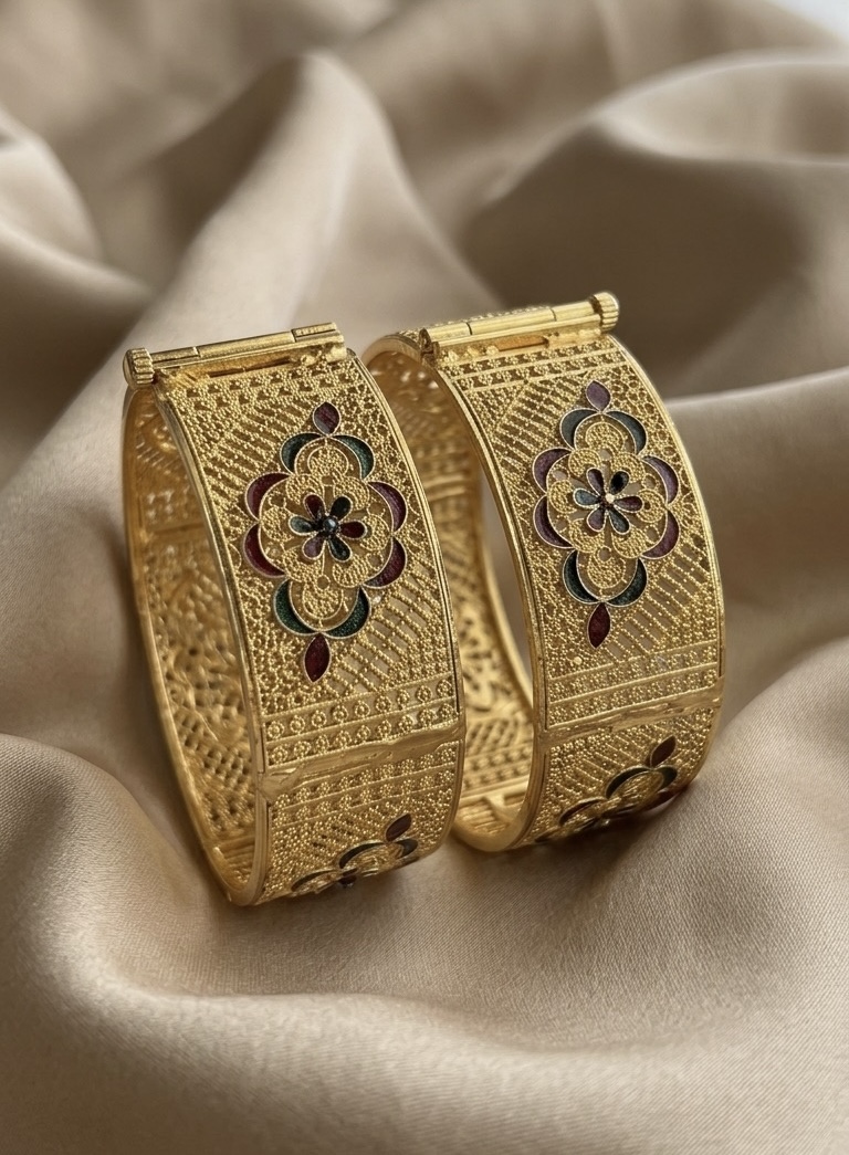 gold platted scroo bangles for women combo pack of 3 - Image 3
